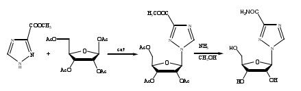 直接以1,2, 3, 5-四-O-乙酰基-β-D-呋喃核糖为原料的方法的合成路线
